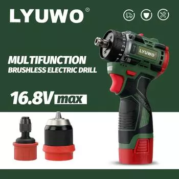 LYUWO Бесщеточный драйвер Многофункциональная литиевая электрическая дрель с высоким крутящим моментом Зарядная ручная дрель Отвертка Инструмент Двойного назначения Зажим EU
