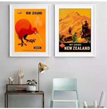 Лыжи Новая Зеландия Церматт Фрукты Холст Картины Старинные Настенные Панно Крафт Плакаты Наклейки На Стены С Покрытием Украшения Дома Детский Подарок Без Рамки 21*30cm