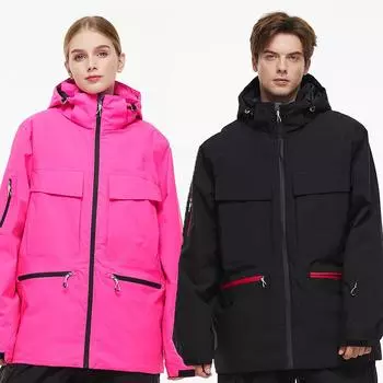 Лыжная куртка для женщин и мужчин, сноубордическая куртка, водонепроницаемая, ветрозащитная, утепленная, зимняя, для горных видов спорта на открытом воздухе, с капюшоном, теплая, с карманами S