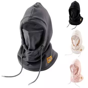 Лыжная маска для мужчин и женщин, зимняя теплая ветрозащитная маска для лица, флисовый капюшон, полный головной убор, шарф, утеплитель для шеи One Size бежевый
