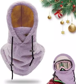 Лыжная маска с капюшоном из шерпы, зимняя флисовая лыжная маска с капюшоном для женщин и мужчин, защитная шапка с завязками для лица, утепленная шапка, шарф One size хаки