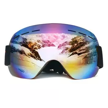 Лыжные очки для сноуборда, лыжные спортивные очки для взрослых, противотуманные, УФ-лучи, двойные линзы разноцветный