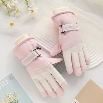 Лыжные перчатки для мужчин и женщин, уличные зимние утолщенные ветрозащитные перчатки с сенсорным экраном и бархатной подкладкой для катания, водоотталкивающие, холодные и теплые Average size