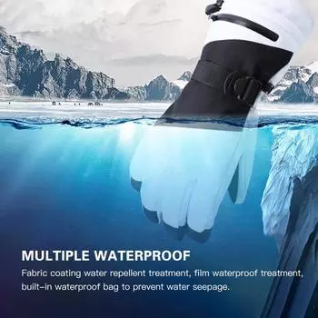 Лыжные перчатки Снежные перчатки Мужские женские водонепроницаемые и ветрозащитные перчатки с сенсорным экраном для езды на велосипеде M белый