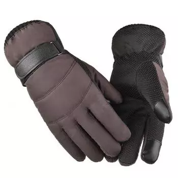 Лыжные перчатки Уличные Хлопковые Мужские и Женские Осенне-Зимние Мотоциклетные Водонепроницаемые Утепленные Бархатом Утолщенные Теплые Перчатки с Сенсорным Экраном average size