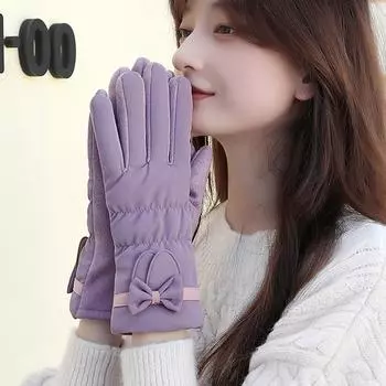 Лыжные перчатки женские зимние флисовые утолщенные теплые плюшевые хлопковые водонепроницаемые перчатки для сенсорного экрана для езды на открытом воздухе альпинизма