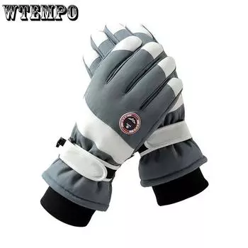 Лыжные перчатки Зимние перчатки для велоспорта Перчатки с защитой от скольжения Перчатки для сенсорных экранов и толстые бархатные перчатки Холодостойкие и теплые перчатки Водонепроницаемые перчатки One Size серый/чёрный