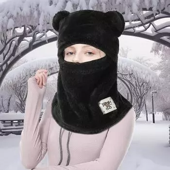 Лыжный капюшон, устойчивый к холоду, плюшевый капюшон, покрывающий шею, ветрозащитный, для езды на велосипеде, женский утеплитель для шеи, защита для лица в холодную погоду GERMANY