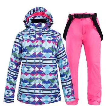 Лыжный костюм для женщин, зимняя лыжная куртка и брюки высокого качества, теплые водонепроницаемые ветрозащитные лыжные костюмы