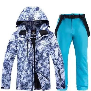 Лыжный костюм, Мужская зимняя новая уличная ветрозащитная водонепроницаемая зимняя куртка и брюки, комплект лыжных костюмов