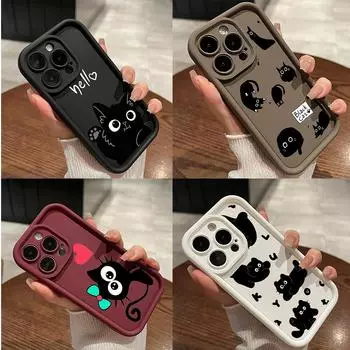 LZ11 cat милый художественный дизайн силиконовый чехол для телефона Xiaomi 11 Lite 5G 14T Redmi 14C 13C A3 Note 12 11 9 10 13 Pro Plus противоударный задний чехол Xiaomi 11 Lite/11 Lite 5G