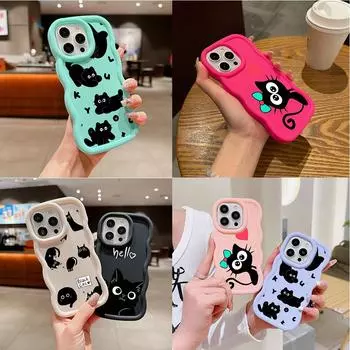 LZ11 cat Милый художественный дизайн Волна Силиконовые чехлы для телефонов Samsung A15 S23 FE S24 Ultra A34 A54 A14 Motorola G32 OnePlus Мягкий чехол Samsung A04(M13 5G)