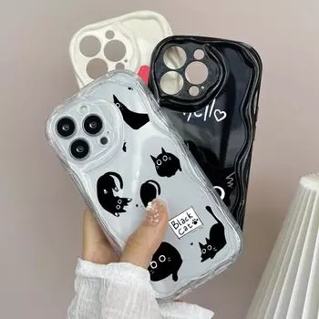 LZ11 кот милый художественный дизайн прозрачные мягкие волнистые чехлы для телефонов для Xiaomi 11 Lite Redmi Note 13 12 8 Pro 9 12C A3 Infinix Smart 8 Tecno Защитная задняя крышка Xiaomi Poco M2