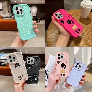 LZ12 cat милый мультяшный волнистый силиконовый чехол для телефона Samsung A15 S23 FE S24 Ultra A34 A54 A14 Motorola G32 OnePlus мягкий чехол Samsung A04(M13 5G)
