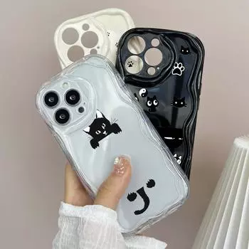 LZ12 кот милый мультфильм прозрачные мягкие волнистые чехлы для телефонов для Xiaomi 11 Lite Redmi Note 13 12 8 Pro 9 12C A3 Infinix Smart 8 Tecno Защитная задняя крышка Xiaomi Poco M2