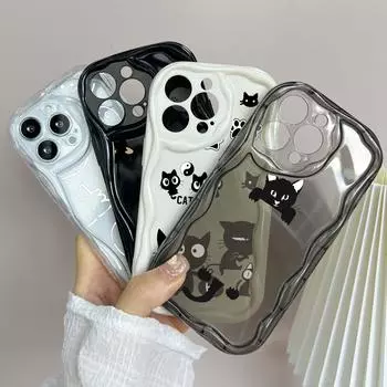 LZ12 кот милый мультфильм прозрачные мягкие чехлы для телефонов iPhone 15 13 Pro Max 12 mini 14 8 Plus XS Max XR 6 защитная задняя крышка for iPhone 6/6s