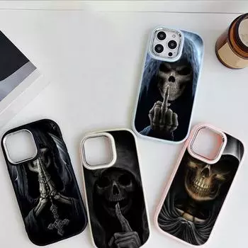 LZ13 Death Prayer Grim Reaper Skull мягкий чехол для телефона Samsung S24 Ultra S23 Plus A16 A54 A34 A06 Infinix Hot 40 30i защита объектива противоударный чехол Samsung A02