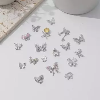 LZ16 Роскошные металлические бабочки из циркония для ногтей