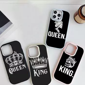 LZ17 King Queen Couple Lovers мягкий чехол для телефона Samsung S24 Ultra S23 Plus S21 A16 A54 A34 A06 Infinix Hot 40 30i защита объектива противоударный чехол Samsung A02