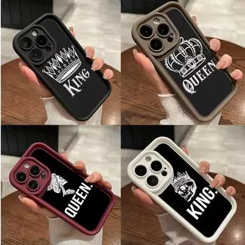 LZ17 King Queen Couple Lovers силиконовый чехол для телефона Xiaomi 11 Lite 5G 14T Redmi 14C 13C A3 Note 12 11 9 10 13 Pro Plus противоударный задний чехол Xiaomi 11 Lite/11 Lite 5G