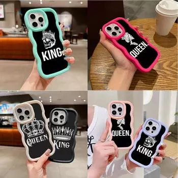 LZ17 King Queen Couple Lovers Wave силиконовые чехлы для телефонов Samsung A15 S23 FE S24 Ultra A34 A54 A14 A55 Motorola G32 OnePlus мягкий чехол Samsung A04(M13 5G)