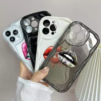 LZ18 Lips Kiss Прозрачные мягкие волнистые чехлы для телефонов для iPhone 15 13 Pro Max 12 mini 14 8 Plus XS Max XR 6 Защитная задняя крышка for iPhone 6/6s