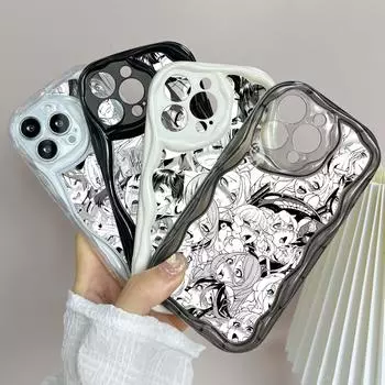 LZ1 аниме девушка мультфильм Япония милые слюни лица прозрачные мягкие волнистые чехлы для телефонов для iPhone 15 13 Pro Max 12 mini 14 8 Plus XS Max XR 6 защитная задняя крышка for iPhone 6/6s