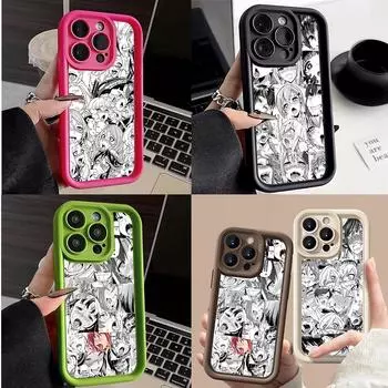 LZ1 аниме девушка мультфильм Япония милые слюнявые лица силиконовый чехол для телефона для iPhone 11 13 14 15 16 Pro Max 8 16 Plus 12 mini XS Max XR ударопрочный задняя крышка for iPhone 5/5s