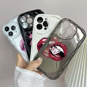 LZ20 дизайн поцелуя в губы, прозрачные мягкие волнистые чехлы для телефонов для iPhone 15 13 Pro Max 12 mini 14 8 Plus XS Max XR 6, защитная задняя крышка for iPhone 6/6s