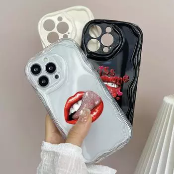 LZ21 Lips kiss design art Прозрачные мягкие волнистые чехлы для телефонов Xiaomi 11 Lite Redmi Note 13 12 8 Pro 9 12C A3 Infinix Smart 8 Tecno Защитная задняя крышка Xiaomi Poco M2