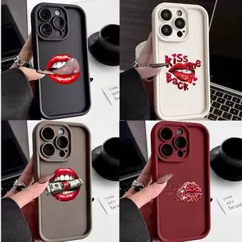 LZ21 Lips kiss design art силиконовый чехол для телефона Infinix Smart 9 Hot 40i Tecno Camon 20 Pro Moto G22 G30 OnePlus Google Pixel 9 противоударный задний чехол Infinix Hot 30