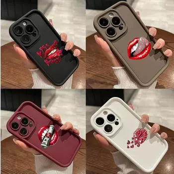 LZ21 Lips kiss design art силиконовый чехол для телефона Xiaomi 11 Lite 5G 14T Redmi 14C 13C A3 Note 12 11 9 10 13 Pro Plus противоударный задний чехол Xiaomi 11 Lite/11 Lite 5G