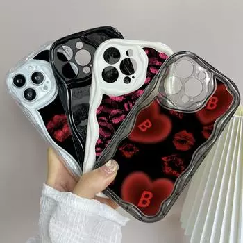 LZ22 Lips Kiss цифровой дизайн, прозрачные мягкие волнистые чехлы для телефонов для iPhone 15 13 Pro Max 12 mini 14 8 Plus XS Max XR 6, защитная задняя крышка for iPhone 6/6s