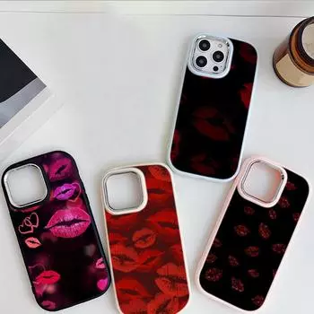 LZ23 Губы поцелуй сердце дизайн арт мягкий чехол для телефона Samsung S24 Ultra S23 Plus S21 A16 A54 A34 A05 Infinix Hot 40 30i защита объектива противоударный чехол Samsung A02