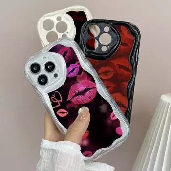 LZ23 Губы поцелуй Сердце дизайн искусство Прозрачные мягкие волнистые чехлы для телефонов для Xiaomi 11 Lite Redmi Note13 12 8 Pro 9 12C Infinix Smart 8 Tecno Защитная задняя крышка Xiaomi Poco M2