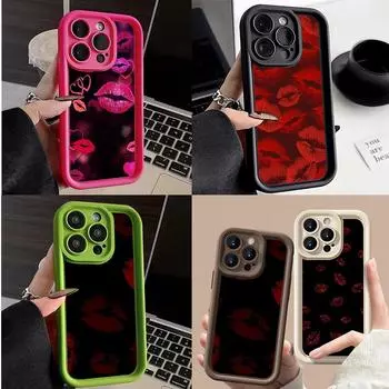 LZ23 Lips kiss Heart design art силиконовый чехол для iPhone 11 13 14 15 16 Pro Max 7 8 16 Plus 12 mini XS Max XR противоударный чехол на заднюю панель for iPhone 5/5s
