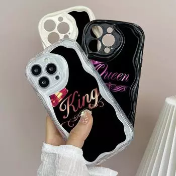 LZ29 Queen King Crown пара прозрачные мягкие волнистые чехлы для телефонов для Xiaomi 11 Lite Redmi Note13 12 8 Pro 9 12C A3 Infinix Smart 8 Tecno защитная задняя крышка Xiaomi Poco M2