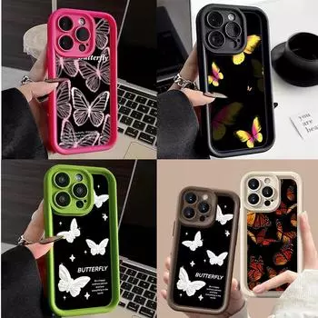 LZ4 Butterfly art design силиконовый чехол для телефона iPhone 11 13 14 15 16 Pro Max 7 8 16 Plus 12 mini XS Max XR противоударный задний чехол for iPhone 5/5s
