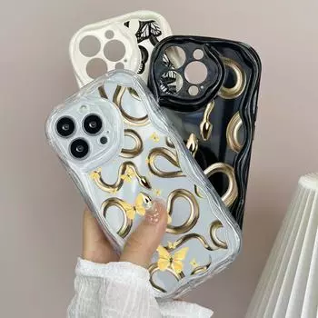 LZ5 Бабочка, черное золото, змея, прозрачные мягкие волнистые чехлы для телефонов для Xiaomi 11 Lite Redmi Note 13 12 8 Pro 9 12C Infinix Smart 8 Tecno, защитная задняя крышка Xiaomi Poco M2