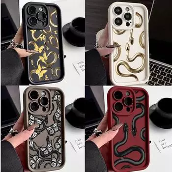 LZ5 Butterfly Black Gold Snake силиконовый чехол для телефона Infinix Smart9 Hot 40i Tecno Camon 20 Moto G22 G30 OnePlus Google Pixel 9 противоударный задний чехол Infinix Hot 30