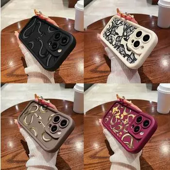 LZ5 Butterfly Black Gold Snake силиконовый чехол для телефона Samsung A15 A35 S24 S23 Ultra S22 S21 Plus S20 FE A05 A54 A55 A53 A14 M15 противоударный задний чехол Samsung A03