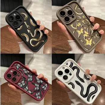 LZ5 Butterfly Black Gold Snake силиконовый чехол для телефона Xiaomi 11 Lite 5G 14T Redmi 14C 13C A3 Note 12 11 9 10 13 Pro Plus противоударный задний чехол Xiaomi 11 Lite/11 Lite 5G