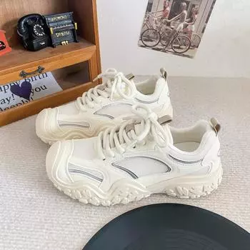 LZ6005 latex insole/cold dip process explosion ugly cute dad shoes women s casual sports shoes hiking shoes summer 35 бежевый