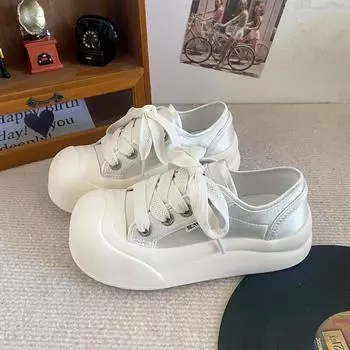 LZ6010 latex insole/platform big head board shoes women s shoes summer thin 2024 new versatile little white shoes 35 розовый