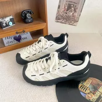 LZ6012 латексная стелька/уродливые милые альпинистские туфли женская обувь для сноубординга 2024 новые сетчатые дышащие спортивные маленькие белые туфли 35 жёлтый