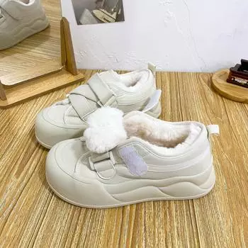 LZ6056 латексная стелька на липучке, бархатные туфли на толстой подошве, женская обувь, зимняя теплая белая обувь, обувь для доски, хлопковая обувь 35 розовый