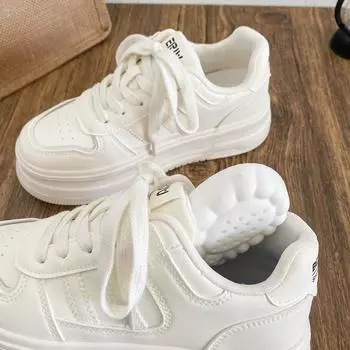 LZ6061 латексная стелька/кожаная подошва с толстым дном, женская обувь, маленькие белые туфли, весна 2025, новые повседневные туфли 35 бежевый