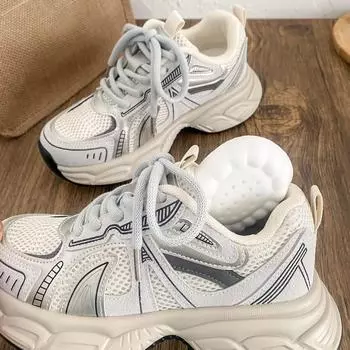 LZ6066 latex insole/platform sports shoes women s casual shoes 2025 new spring popular versatile dad shoes 35 серый