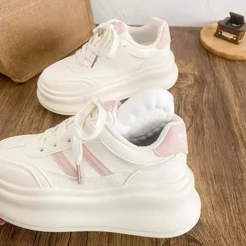 LZ6092 latex insole thick sole heightening board shoes women s shoes with skirt little white shoes 2025 new lightweight bread shoes 35