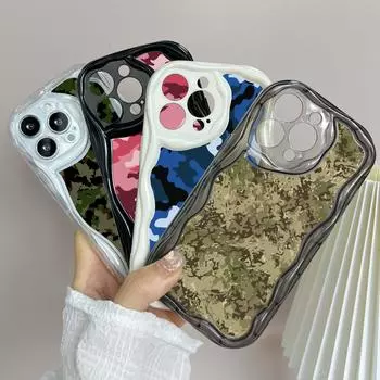 LZ6 Camouflage Camo Design Clear Soft Wave Phone Cases for iPhone 15 13 Pro Max 12 mini 14 8 Plus XS Max XR 6 Protection Back Cover for iPhone 6/6s